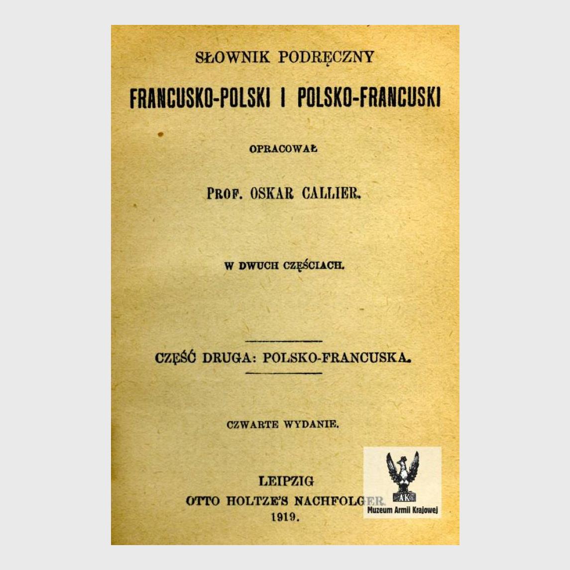 Słownik języka francuskiego należący do Emila Fieldorfa