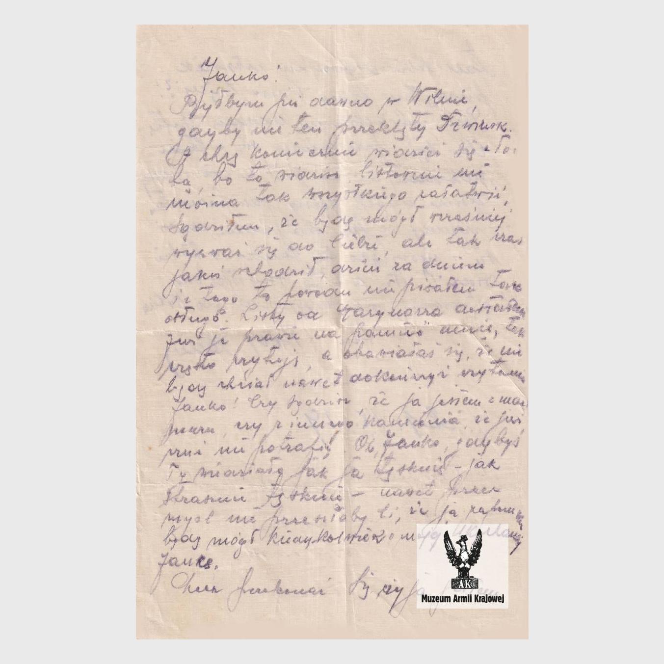 List Emila Fieldorfa do Janiny Kobylińskiej