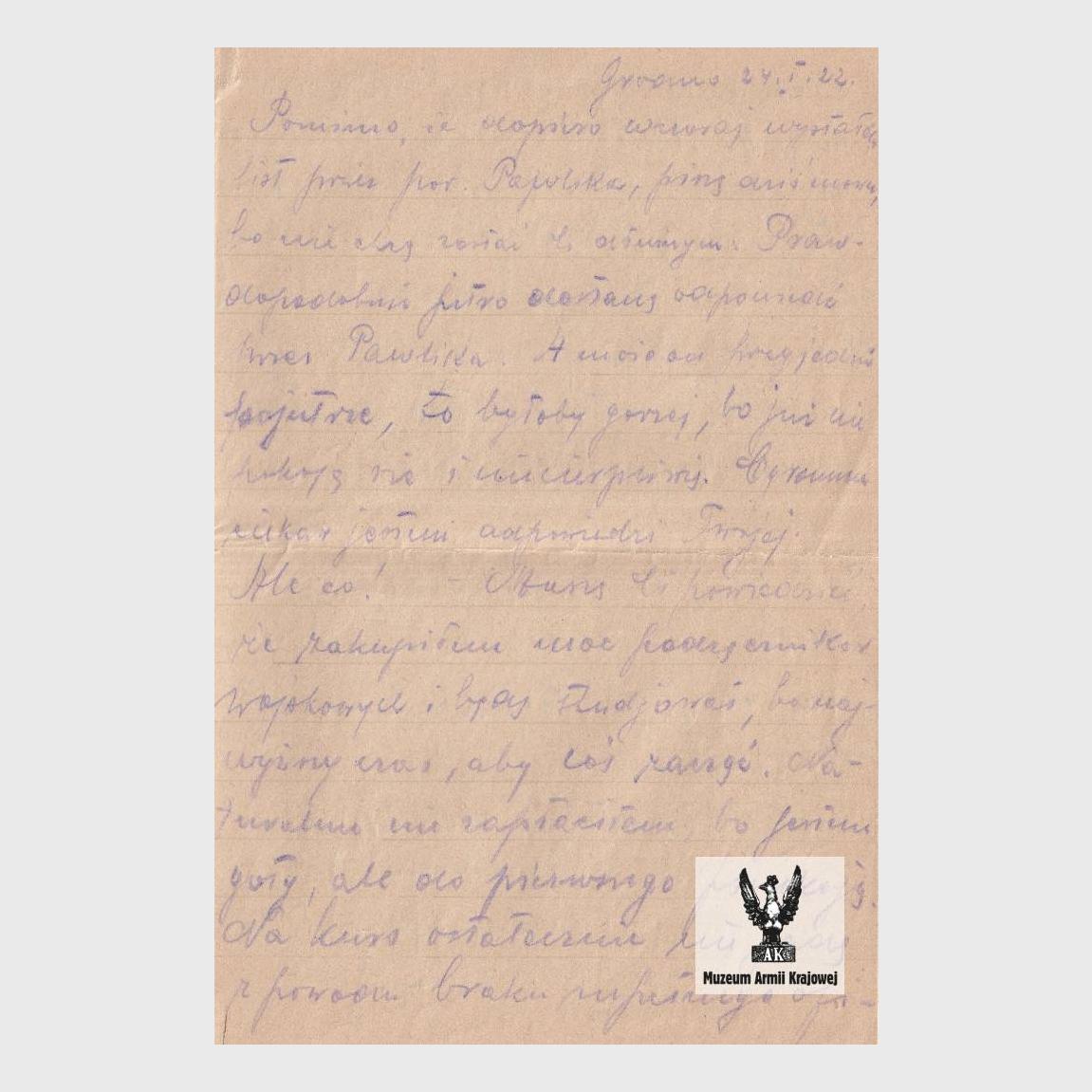 List Emila Fieldorfa do Janiny