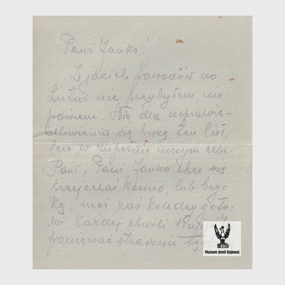 List Emila Fieldorfa do Janiny Kobylińskiej