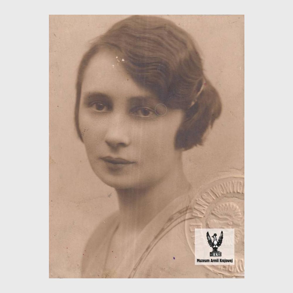 Maria Fieldorf (bratowa Emila), fotografia z dokumentu wydanego przez Dyrekcję Kolei Państwowych