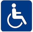 Grafika osoby, która porusza się na wózku. oznaczenie informacji dla osób z niepełnosprawnością ruchu. 